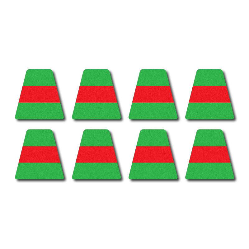 Tetrahedron Set - Green w/ Red Stripe