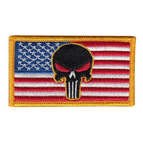 US Customs Ensign with Punisher Skull - OD Green / with Hook and Loop / 2x3.5